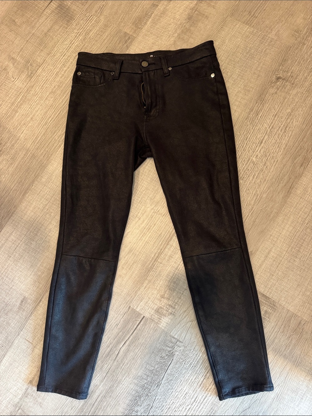 7 For All Mankind Black Cropped Faux Leather Ankle Pants